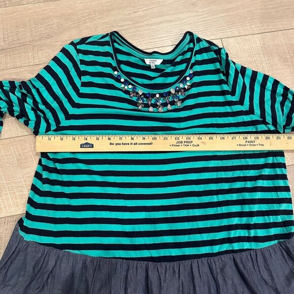 CROWN AND IVY WOMENS GREEN AND BLUE BLOUSE XL - Picture 5 of 8